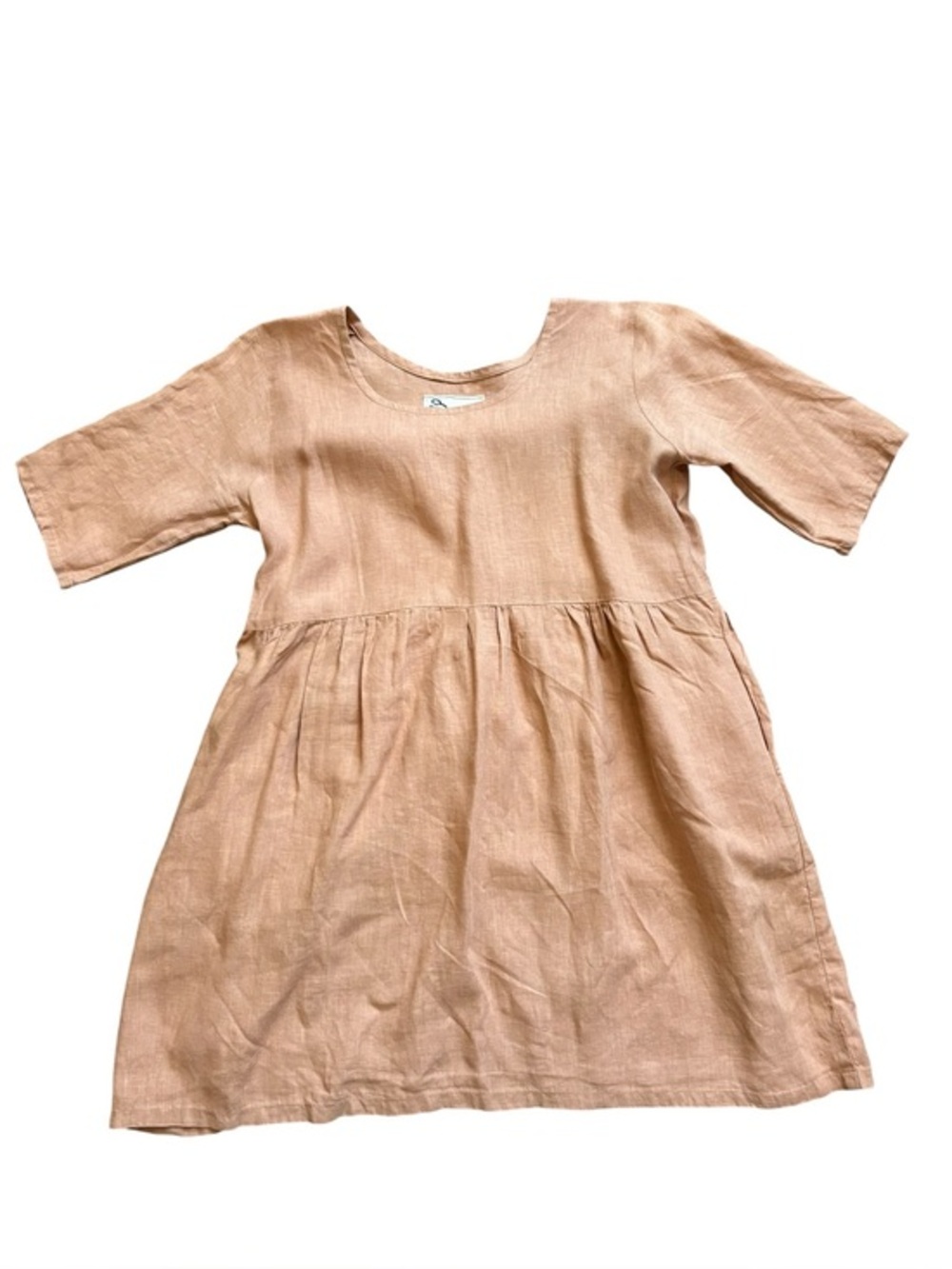 Conscious clothing linen in mocha / peach color dress size large.